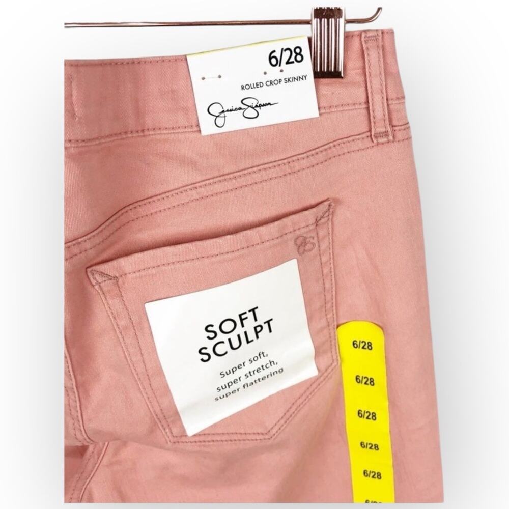 Jessica Simpson Rolled Crop Skinny Jeans Pink Size 6 - Picture 7 of 11